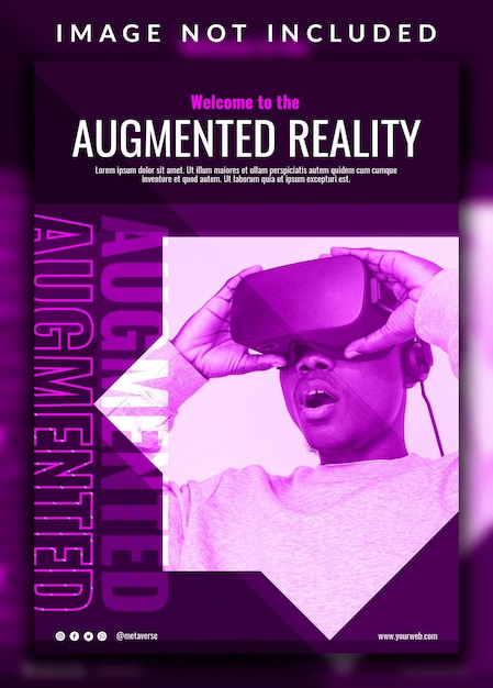 Neon creative modern cover metaverse for augmented reality flyer design template