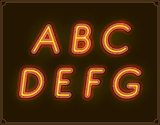 Neon cursief lettertype alfabet. Gloeien in Vector.