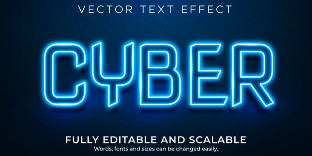 neon cyber editable text effect, shiny and glow text style