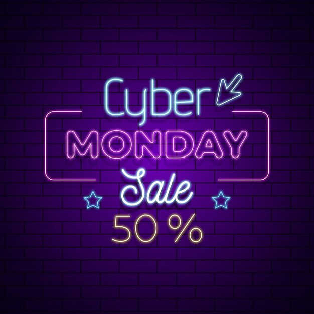 Vector neon cyber monday concept