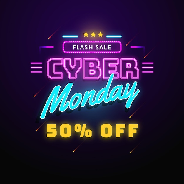 Neon cyber monday concept