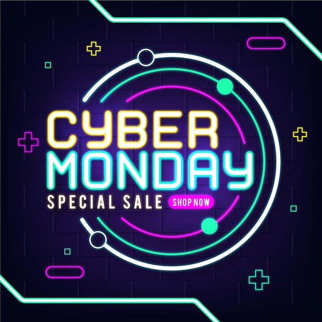 Neon cyber monday illustration