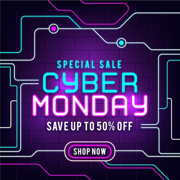 Vector neon cyber monday