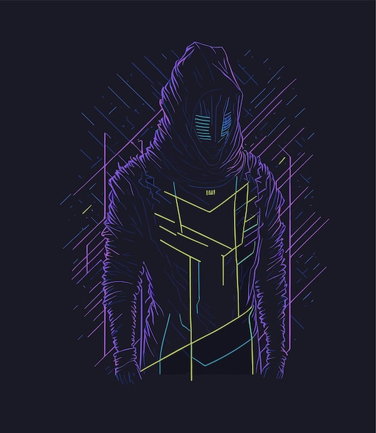 Vector neon cyberpunk assassin style vector artwork