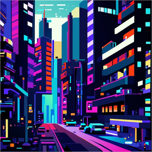 Neon Cyberpunk-dromen in glitchy pixelkunst
