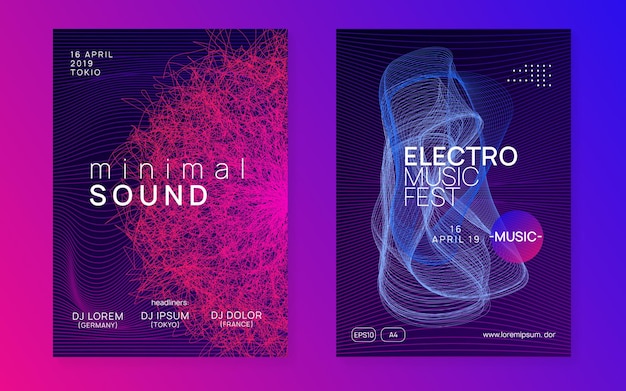 Neon dance flyer Electro trance muziek Techno dj feest Electro