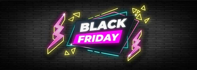 Neon design black friday banner template