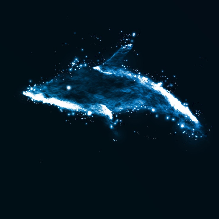 Vector neon dolphin, abstract futuristic art, stylish illustration
