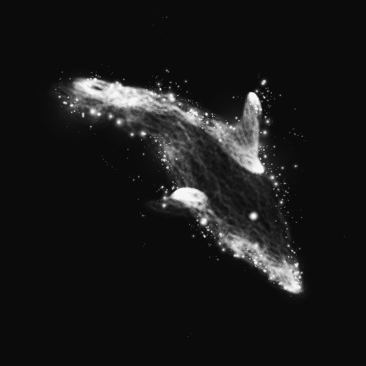 Vector neon dolphin abstract futuristic art stylish illustration