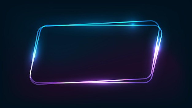Vector neon double frame with shining effects