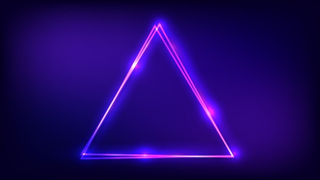 Neon double triangular frame with shining effects