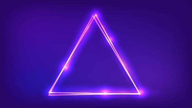 Neon double triangular frame with shining effects