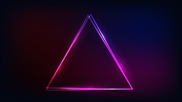 Neon double triangular frame with shining effects