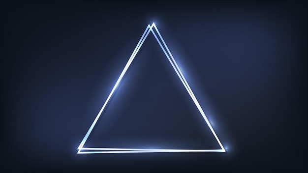 Neon double triangular frame with shining effects