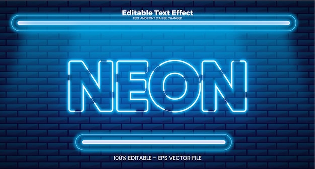 Vector neon editable text effect in modern neon style