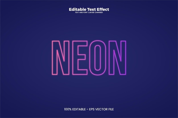 Vector neon editable text effect in modern trend style premium vector