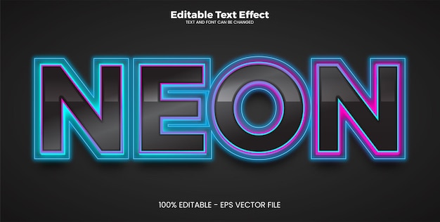 Neon editable text effect in modern trend style