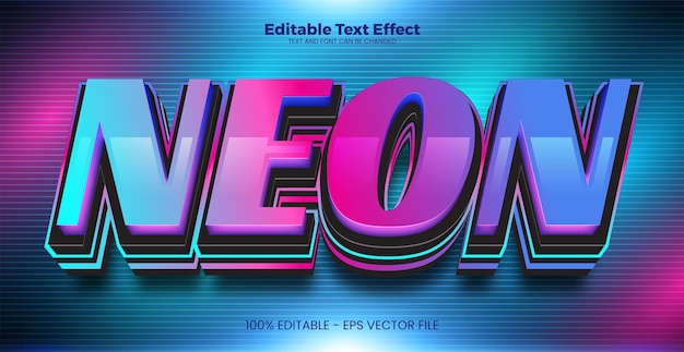 Vector neon editable text effect in modern trend style