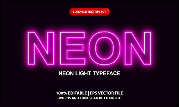 Neon editable text effect template pink neon light text style effect