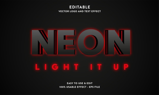 neon editable text effect with modern style