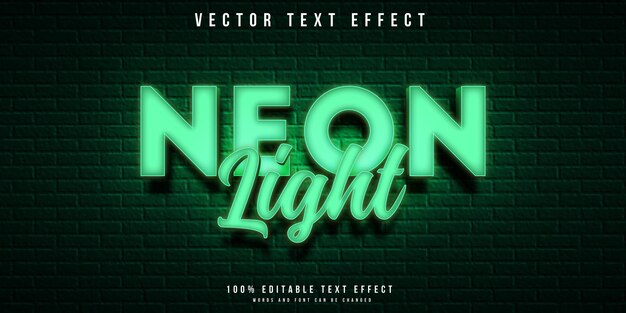 Vector neon editable text effect