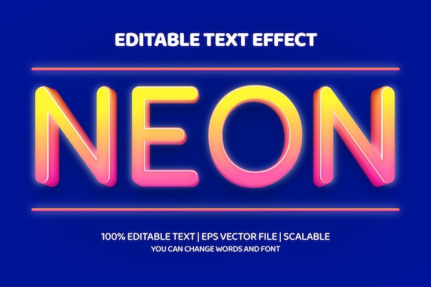 neon editable text effect