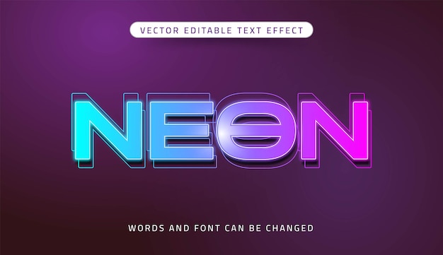 Vector neon editable text effect