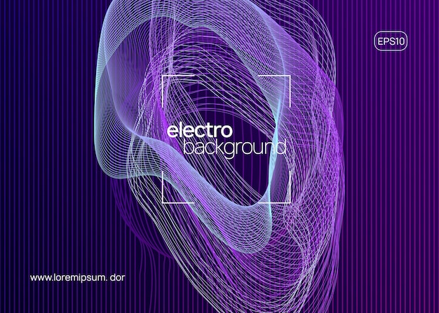 Neon edm flyer Electro trance music Techno dj party Electroni