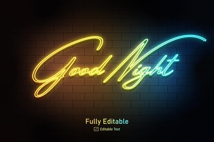 Vector neon effect for edible text neon style effect logo and night club logo and night party poster text