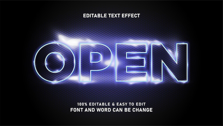 Vector neon effect text with a modern glowing style that can be edited