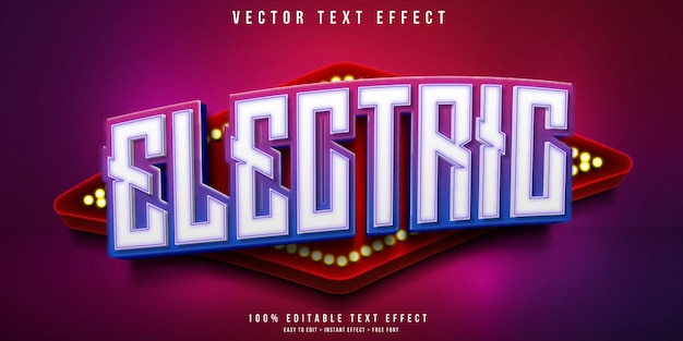 Vector neon electric 3d text effect in a casino billboard with light