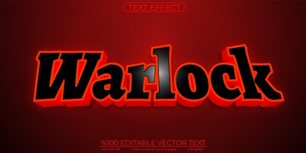 Neon Esport 타이틀 이름 및 Red Magic Warlock 편집 및 확장 가능한 벡터 텍스트 효과