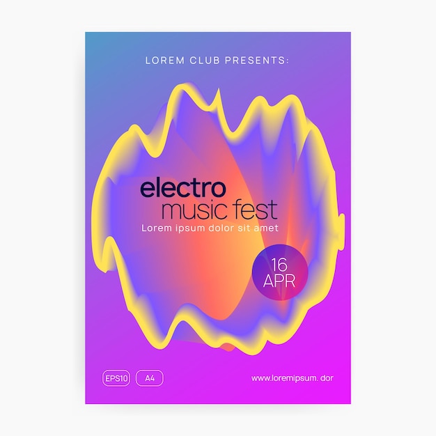 Neon fest. graphic pattern for presentation template. cool glitch for magazine. jazz electro party. disco and carnival design. purple and orange neon fest