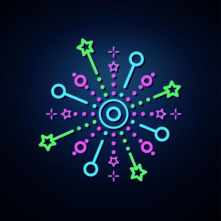 Vector neon fireworkexplosion that looks clear neon line festive explosion