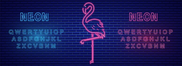 Neon flamingo's banner met neon alfabet