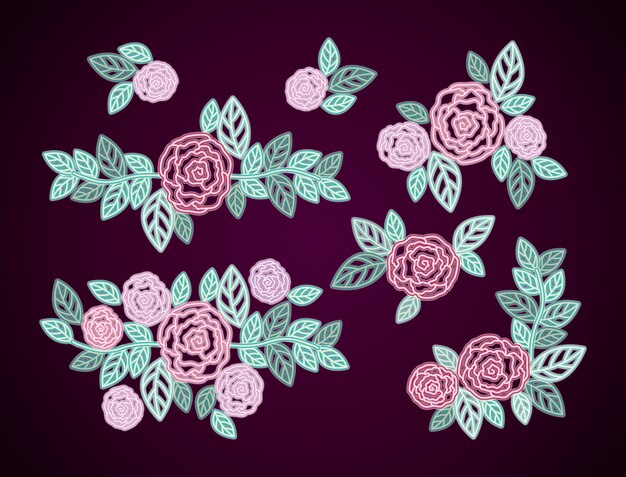 Neon floral roses decoration