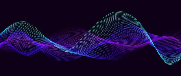 neon flowing wavy dot lines on black background abstract sound wave design for ai concept equalizer