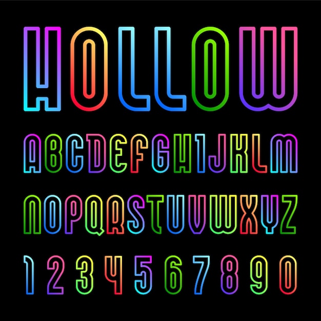 Neon Font, alphabet in simple style.