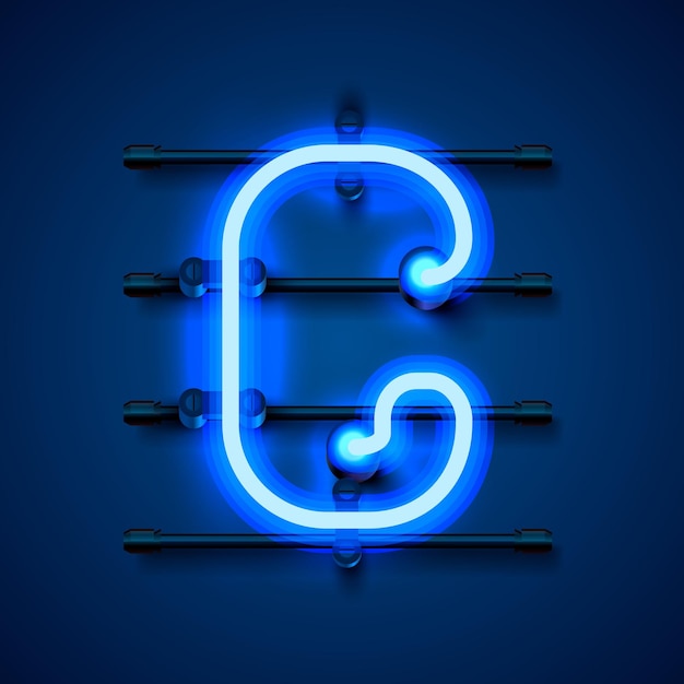 Neon font letter g, art design signboard. Vector illustration