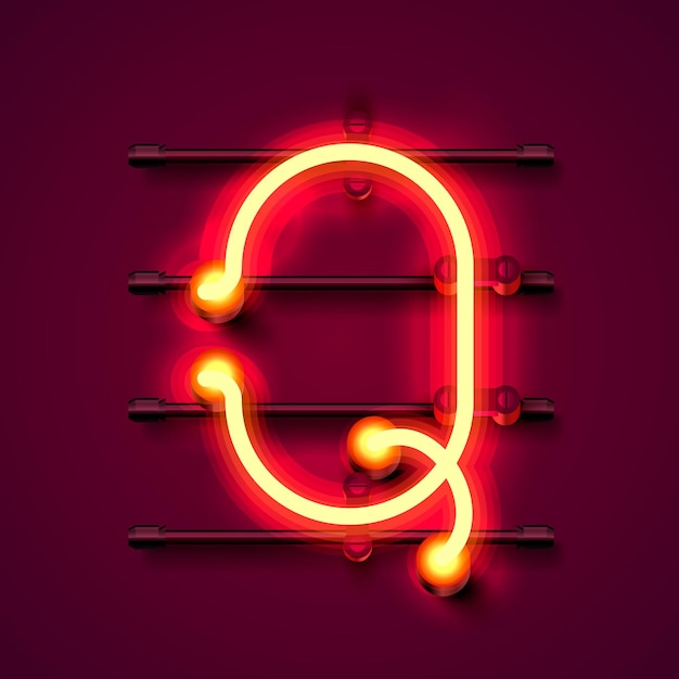 Neon font letter Q, art design signboard. Vector illustration