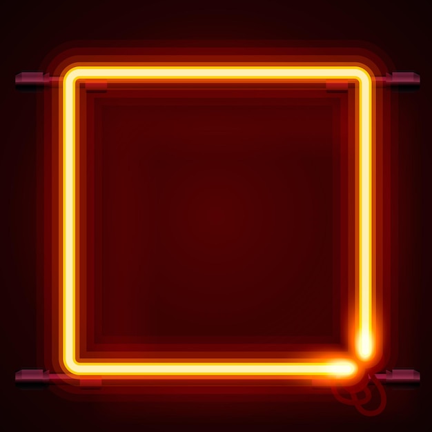 Neon frame bord in de vorm van een vierkant. sjabloonontwerpelement, vectorillustratie