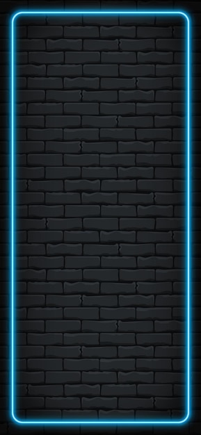 Neon frame on a brick wall