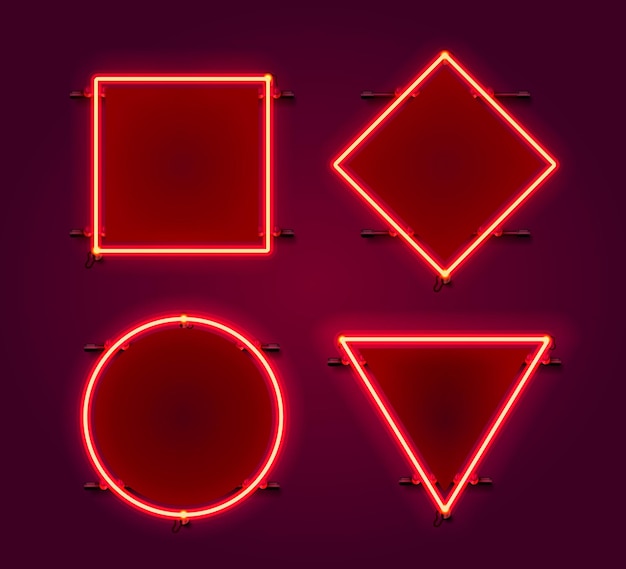 Neon frame figures set collection. template design element.