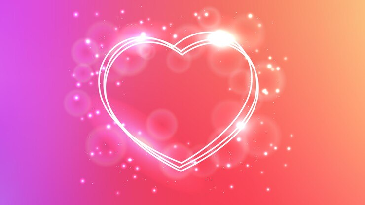 Vector neon frame in heart form with shining effects and sparkles