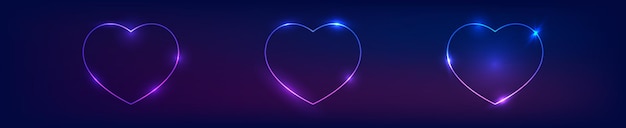 Neon frame in heart form with shining effects