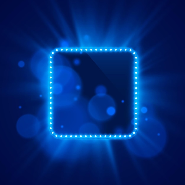 Neon frame light color blue on a bright background. Vector illustration