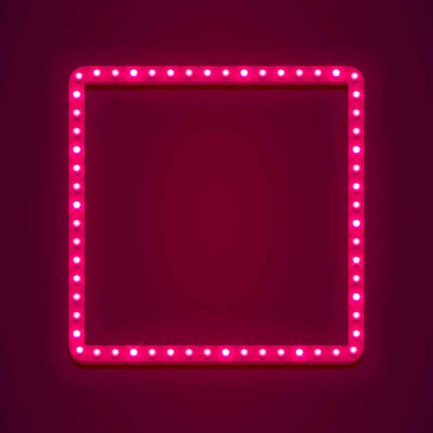 Neon frame sign in the shape of a square. template design element, Vector illustration