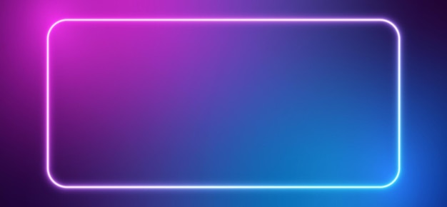 Vector neon frame with bluepink gradient rectangular glowing border