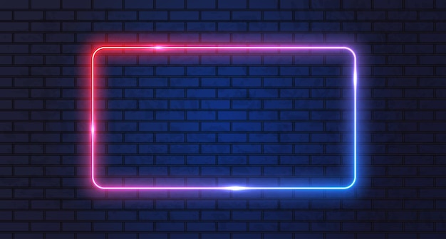 Neon frame for your design. Lights sign. abstract neon background for signboard or billboard. Geometric glow outline shape or laser glowing lines. Vector illustration.