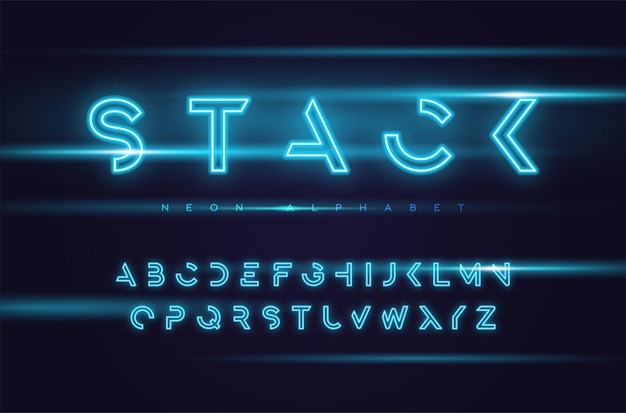  neon futuristic display typeface, font, alphabet, typography Global swatches